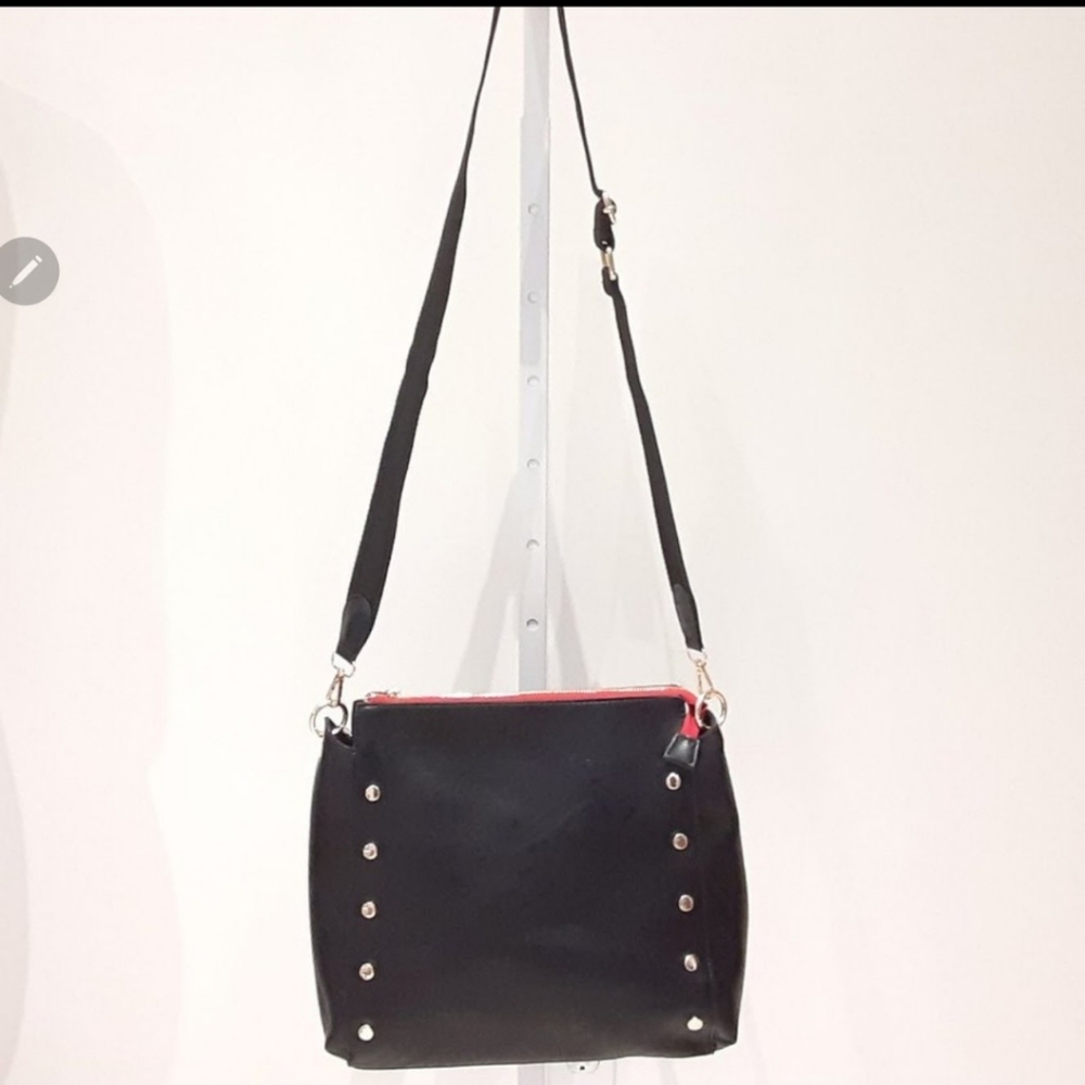 Social Threads Black Vegan Crossbody Messenger Bag